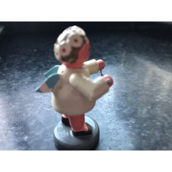 Vintage Christmas Wooden Music Angel Playing The Triangle Erzgebirge Made In Ger - Picture 5 of 8